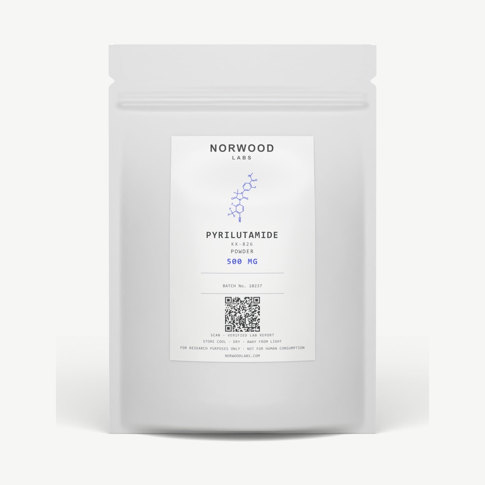 Pyrilutamide KX-826 powder 0.5 g resealable pouch, Norwood Labs